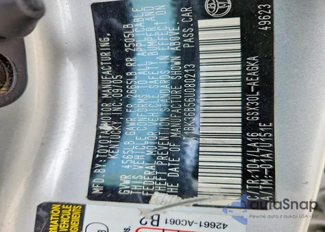 2006 Toyota Avalon Xl z USA, uszkodzony, nr VIN 4T1BK36B56U080213